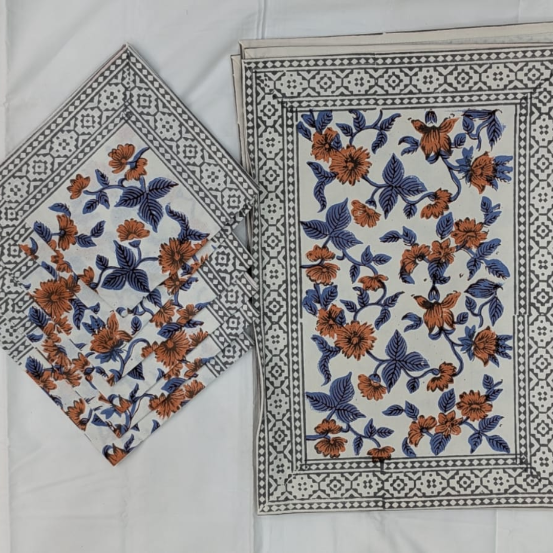 Hand Block Printed Table Mats & Napkin Set
